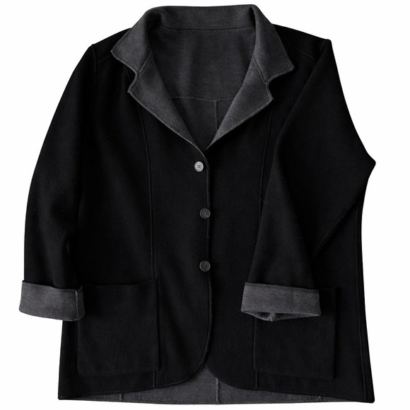 Maurizio Baldassari Other - Maurizio Baldassari Reversible Black Gray Wool Jacket Cardigan XL 56 Italy Luxe